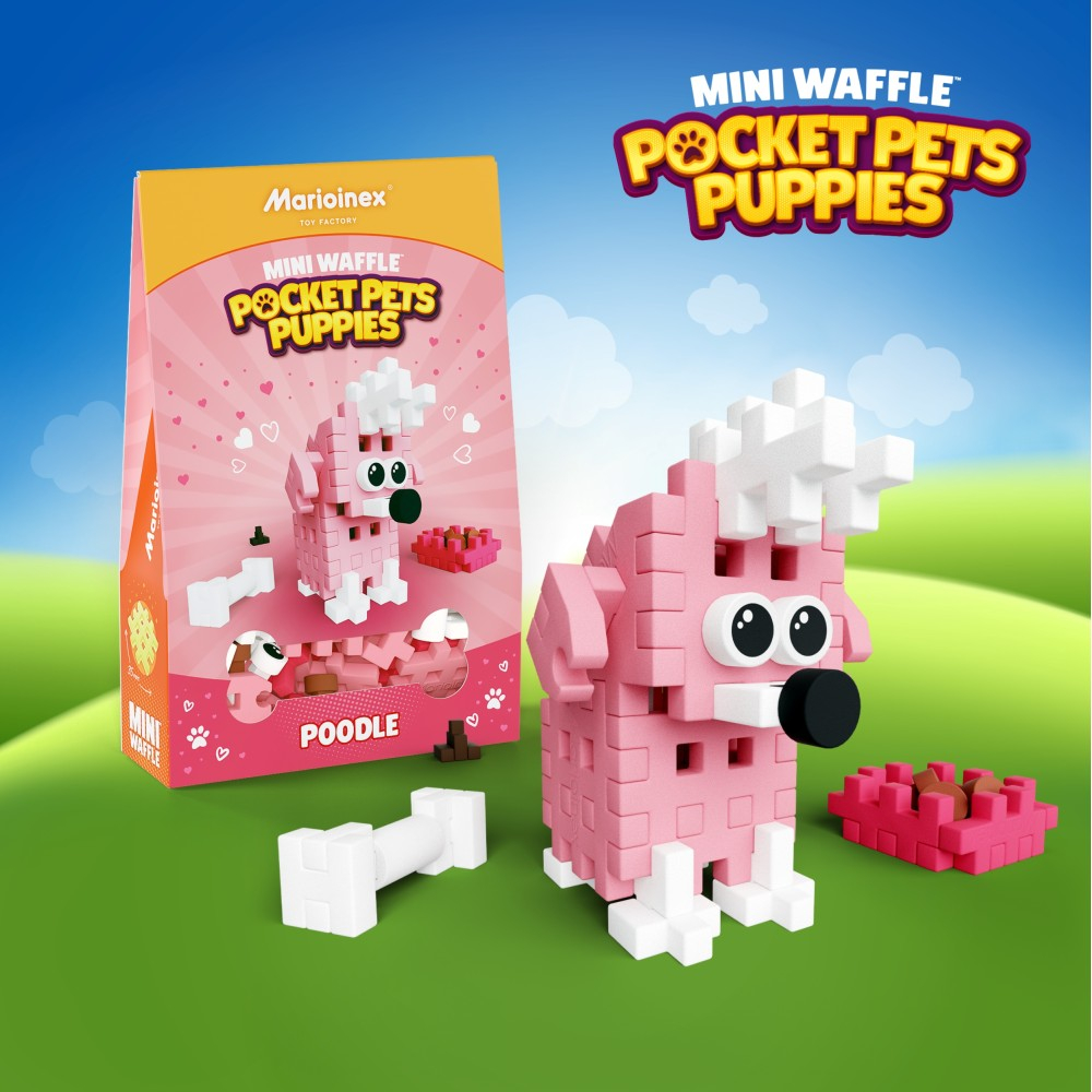 Marioinex - Мини-конструктор Waffle POCKET PETS PUPPIES Пудель 47 элементов 907856