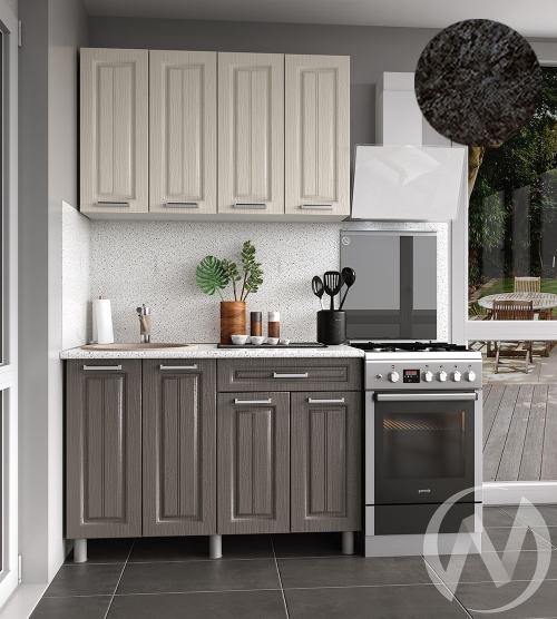 Кухня Лаура 1.2м (корпус белый/клен кремовый; клен серый) 26мм кастилло темный