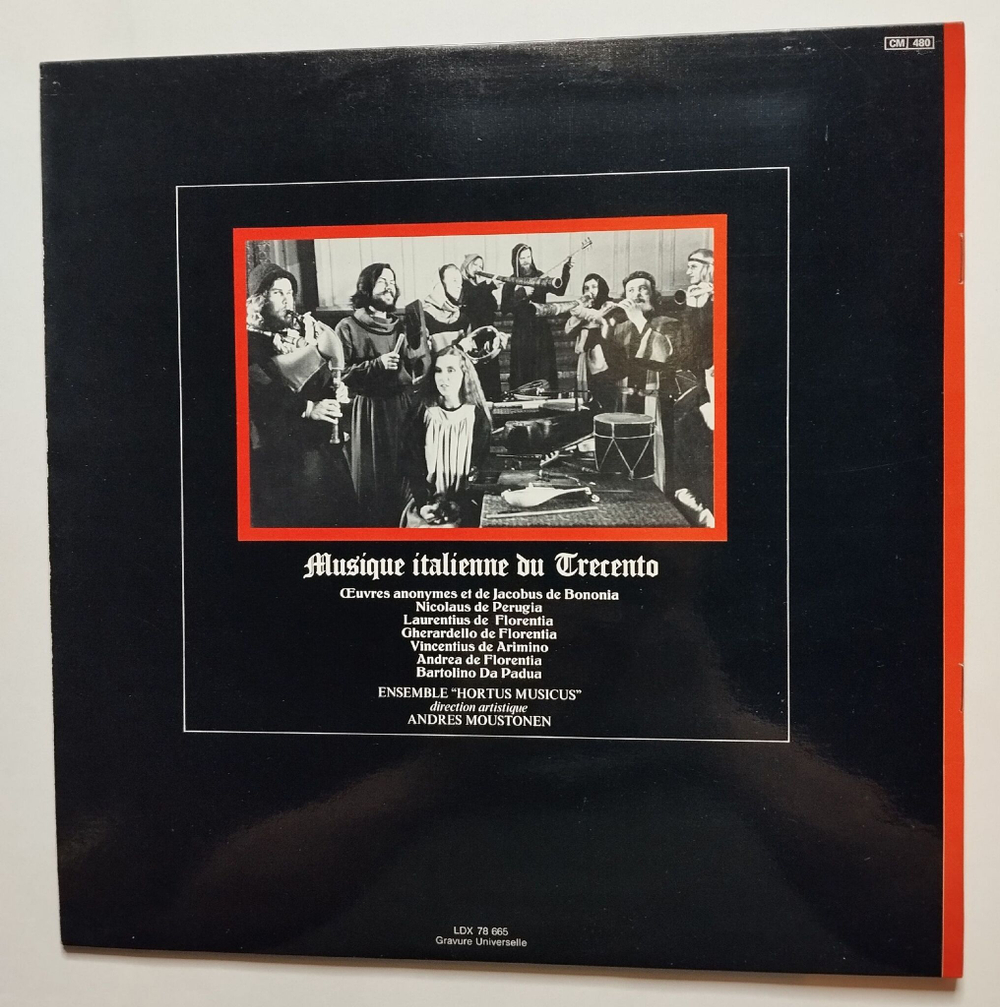 Винтажная виниловая пластинка LP Ensemble Hortus Musicus, Andres Moustonen Musique Italienne du Trecento (France 1976)