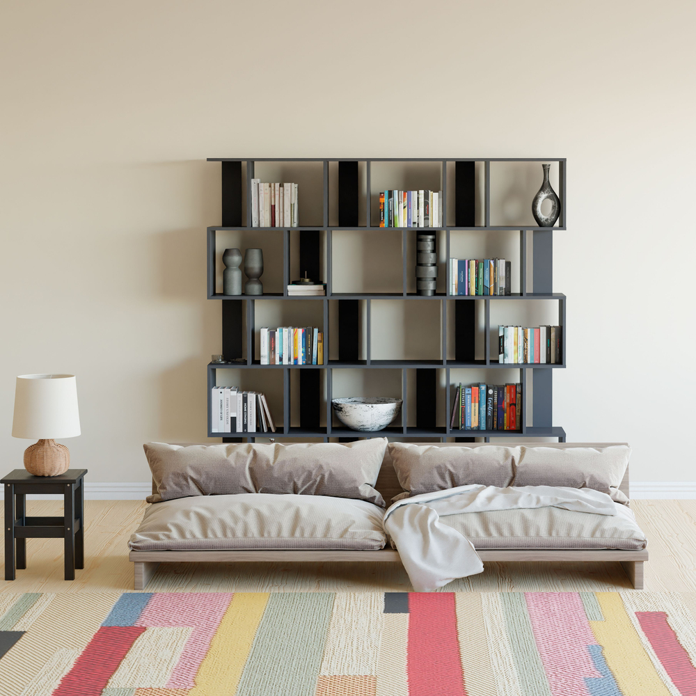 Стеллаж деревянный напольный Фаллет 5 полок 60х30х177 см для игрушек и для книг, антрацит