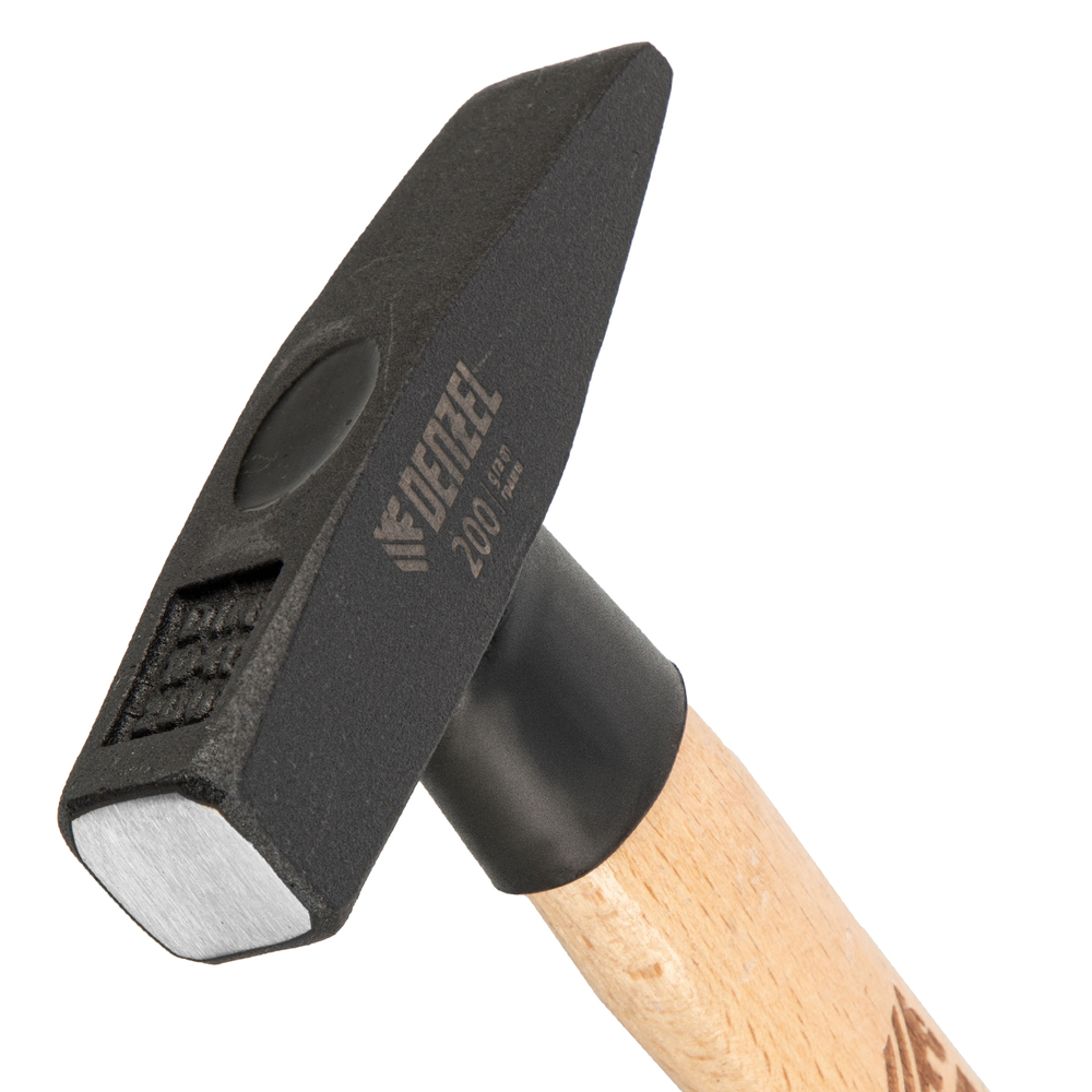 Молоток слесарный, 200 г, кованый квадратный боек, буковая рукоятка Denzel 10426