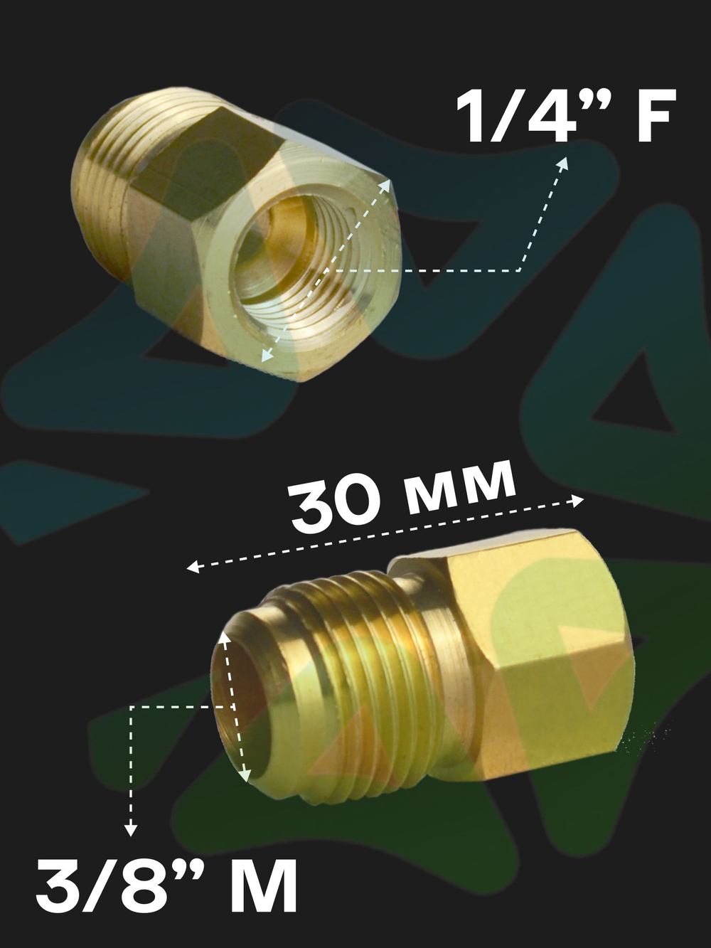 Штуцер переходной DJ папа М 3/8" SAE - мама F 1/4" SAE