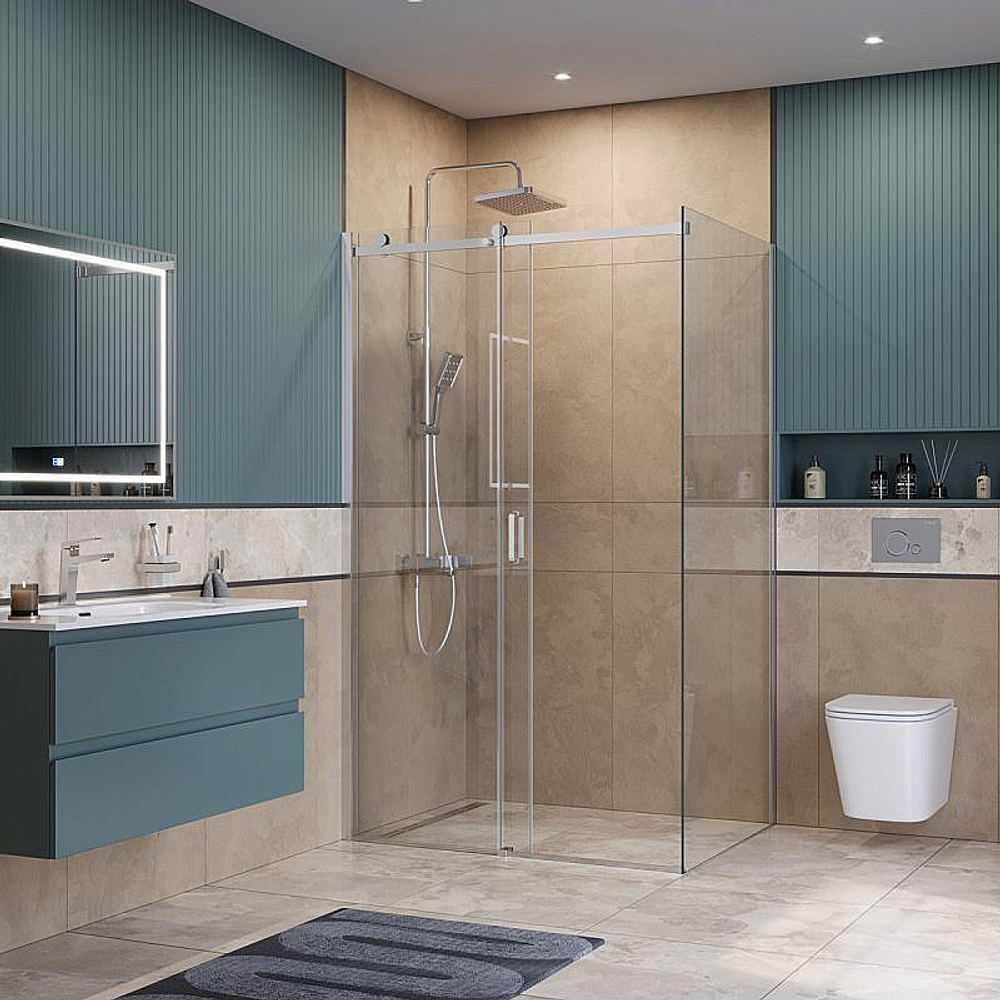 Душевой уголок BelBagno SOFT_CLOSE-2-AH-1 130х100 стекло прозрачное/профиль хром