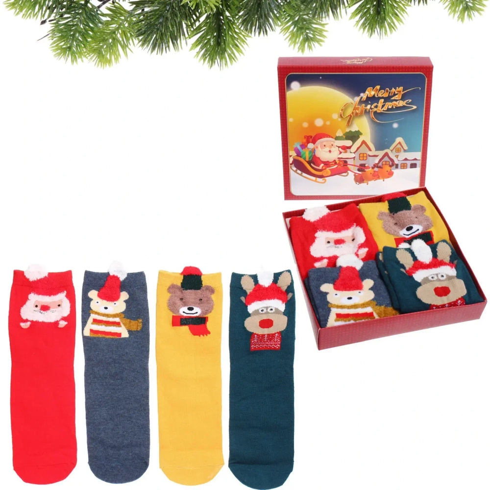 Носки женские в подарочной коробке 4шт «ZIMА», 4 дизайна, р36-39