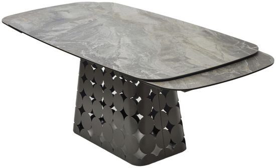 Стол MAGNUS 180 KL-80 Серый мрамор, итальянская керамика / Темно-серый каркас