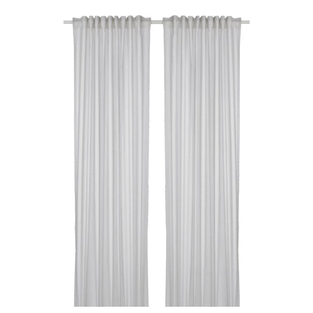 Комплект штор IKEA BYMOTT (БЮМОТТ), Серый в полоску, 120х250 см, 2 шт