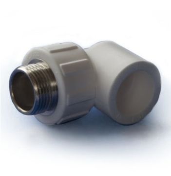 Угольник Политэк 20x1/2" НР с наружной резьбой комбинированный полипропиленовый