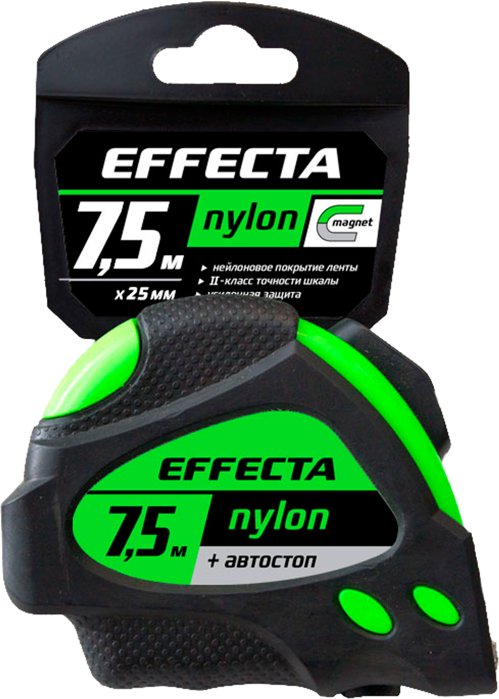 Рулетка 7,5мх25мм пластиковый корпус Effecta Nylon