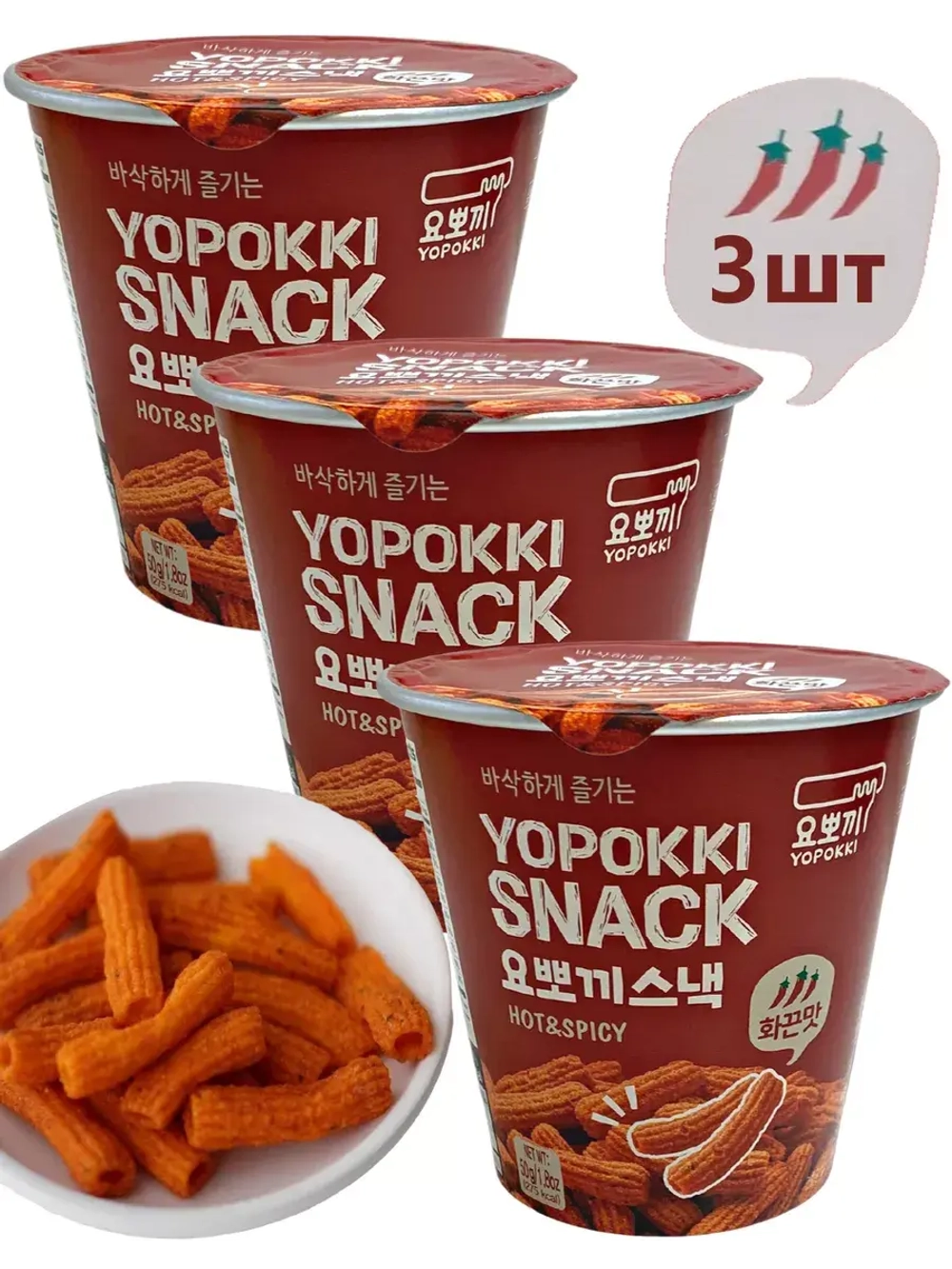 Рисовые снеки Йопокки пряно-острые 50 г * 3 шт