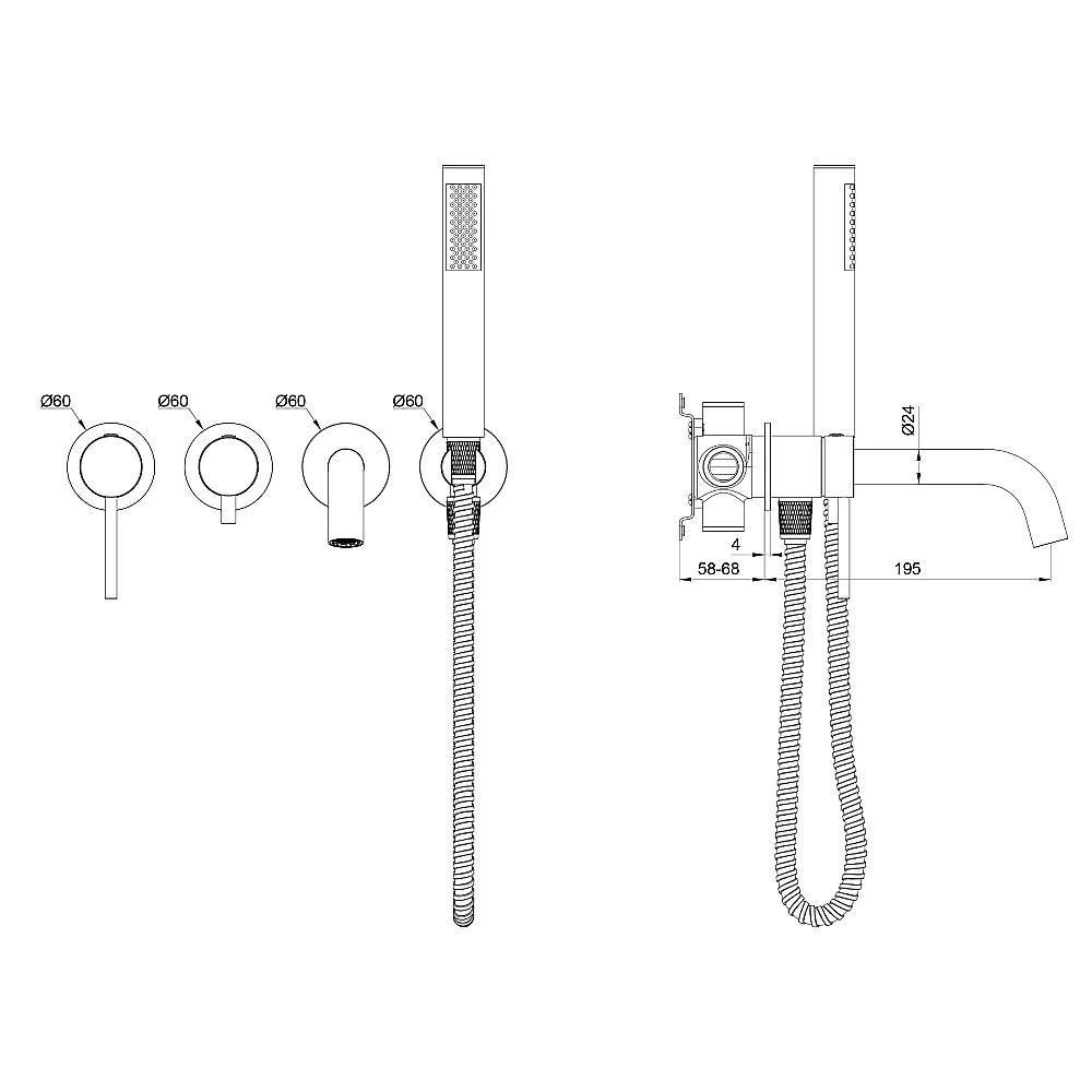 Смеитель для ванны Oliveeka Y OL-889017-MB черный матовый