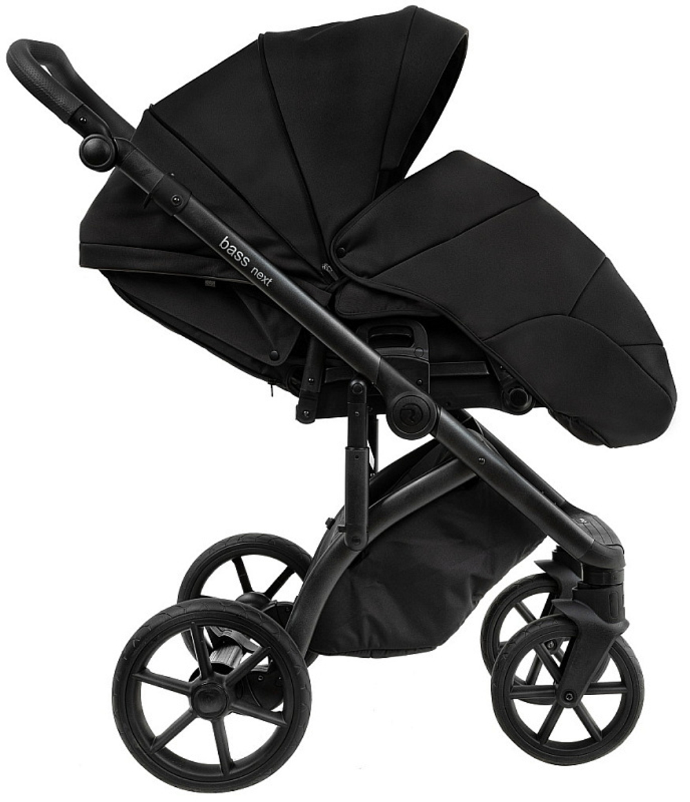 Детская коляска Roan Bass Next 2.0 3 в 1 с автокреслом Tutis Elo Lux EduSky Black BSN/40/2 Caviar Black/Black/руч.Black