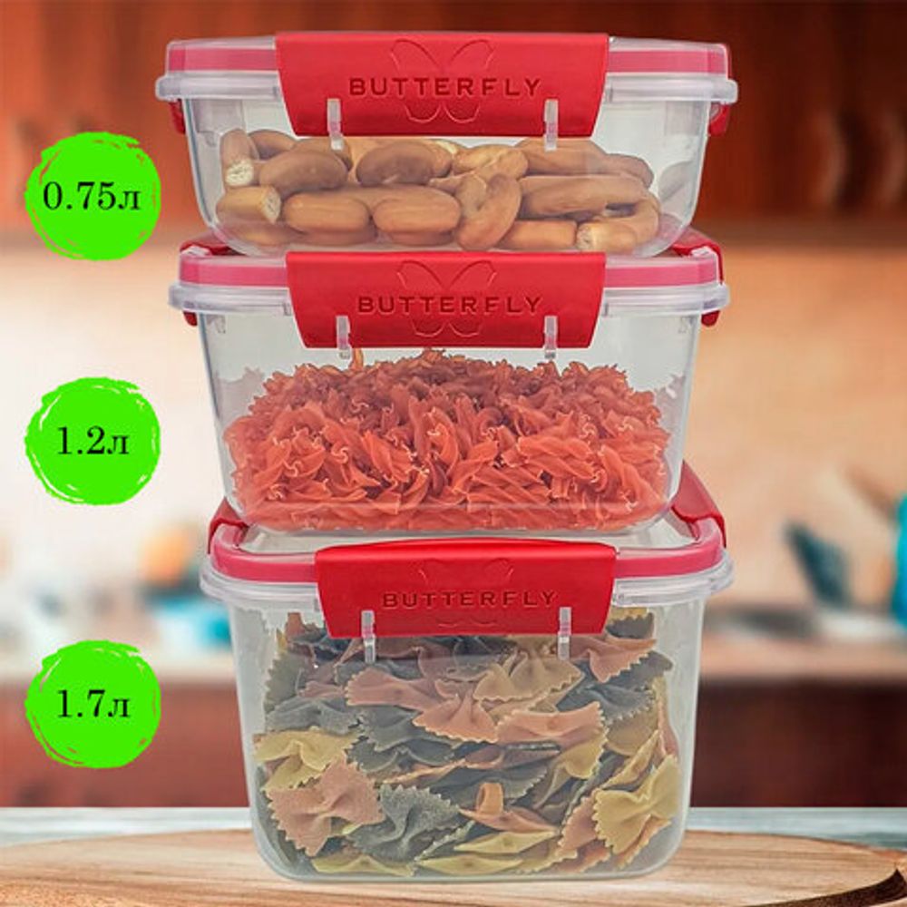 Контейнер с крышкой пищевой 1,7 л герметичный, BUTTERFLY, ланч бокс, 11х15,6х15,6 см, прозрачный, 4378559, 437855900