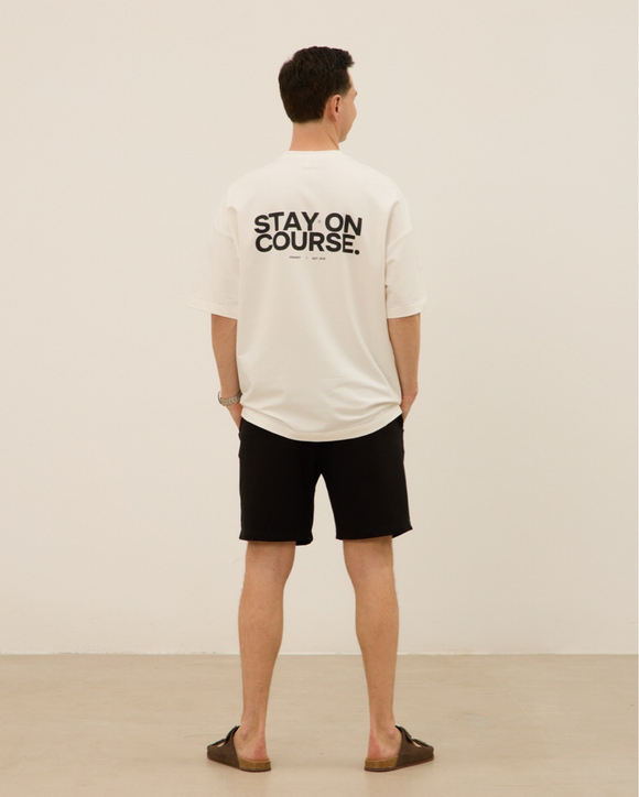 Футболка держись курса, молочная