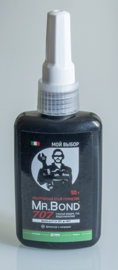 Клей-герметик анаэробный (КРАСНЫЙ) демонтаж с нагревом 50г  Mr. Bond (144/12/1шт)