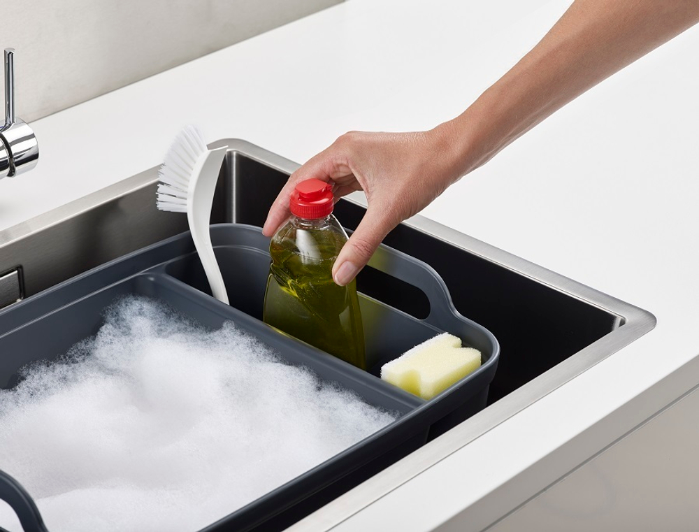 Контейнер для мытья посуды Wash & Drain™ тёмно-серый