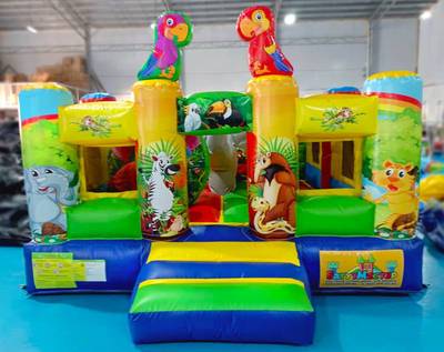 Детский надувной батут «Попугайчики» без горки, размер 3,5*3,5*2,5 м.