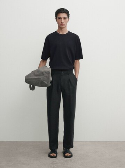 Massimo Dutti Хлопковая футболка, темно-синий