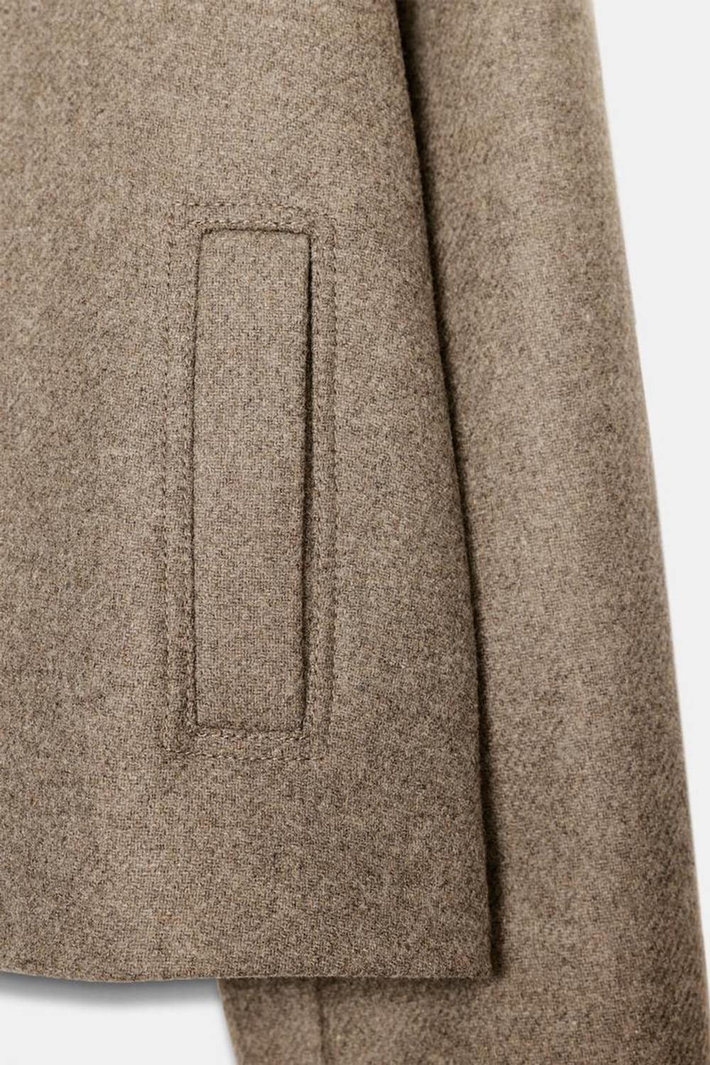 ZARA КОРОТКОЕ ПАЛЬТО ИЗ СМЕСОВОЙ ШЕРСТИ, ТЕМНЫЙ СЕРО-КОРИЧНЕВЫЙ