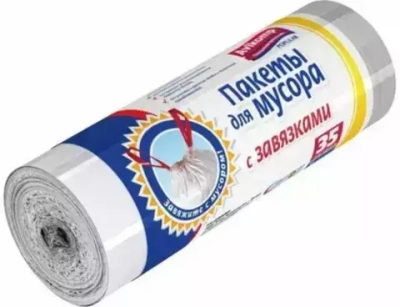 Avikomp Пакеты для мусора с завязками Popular, ПНД, 35л, 15шт, рулон, белые