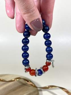 Браслет для Рака, лазурит и сердолик