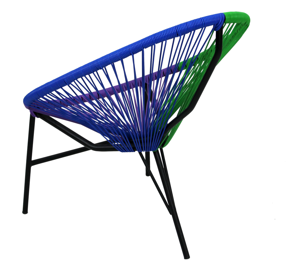 Набор мебели Garden Story Акапулько (2 кресла+стол Ø41см, каркас черный, сиденье син.,фиолет.,зелен.)