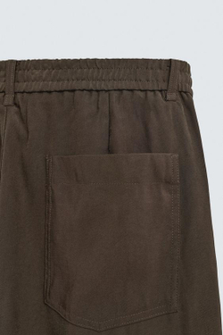 ZARA БРЮКИ RELAXED FIT ИЗ СТРУЯЩЕЙСЯ ТКАНИ, КОРИЧНЕВЫЙ