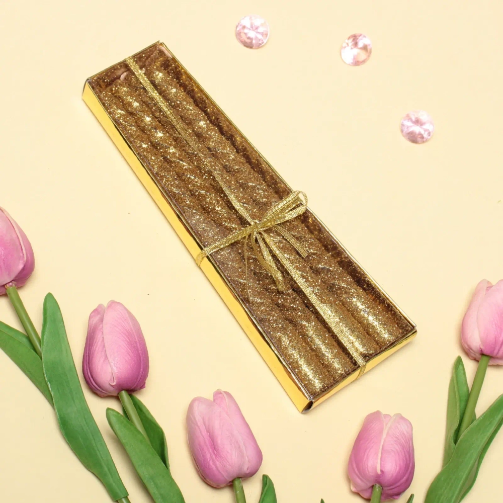 Свечи витые «Звездный блеск» 4шт 20см цвет золотой, в подарочной коробке