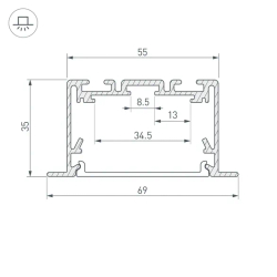Профиль S2-LINIA69-F-2500 SEAMLESS BLACK (Arlight, Алюминий) 033534