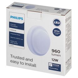 Светильник настенно-потолочный светодиодный Philips WT045C 12Вт L1054 IP54 нейтральный белый свет | Philips
