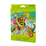 Карандаши цветные Yalong 18 цв., "ZOO-4" деревянные, шестигранные, заточенные, дизайн на корпусе, грифель 2.8 мм, картон. уп., европодвес