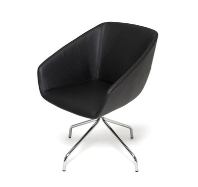 ALMA Кресло посет., металл ЧЕРНЫЙ/КОЖА