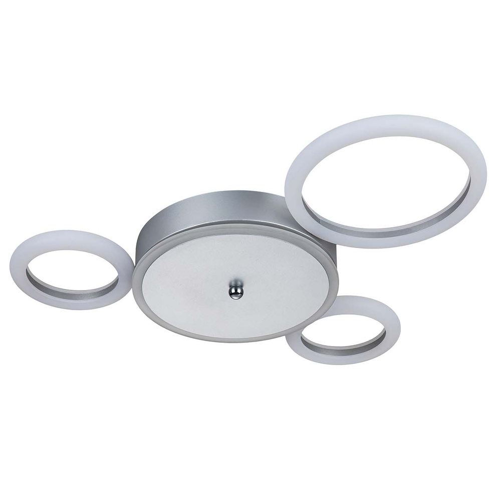 Светодиодный светильник 40Вт, 3200Лм, 3000К-6000К,Ra>80, ИК-пульт, плавная регулировка мощности, изменение цветовой температуры, ночник, металл/акрил, серебро