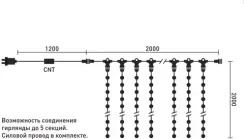 Светодиодный мерцающий занавес 2*2 м, 220V., 400 теплых белых LED ламп, прозрачный ПВХ, Beauty Led (PCL402BL-10-2WW)