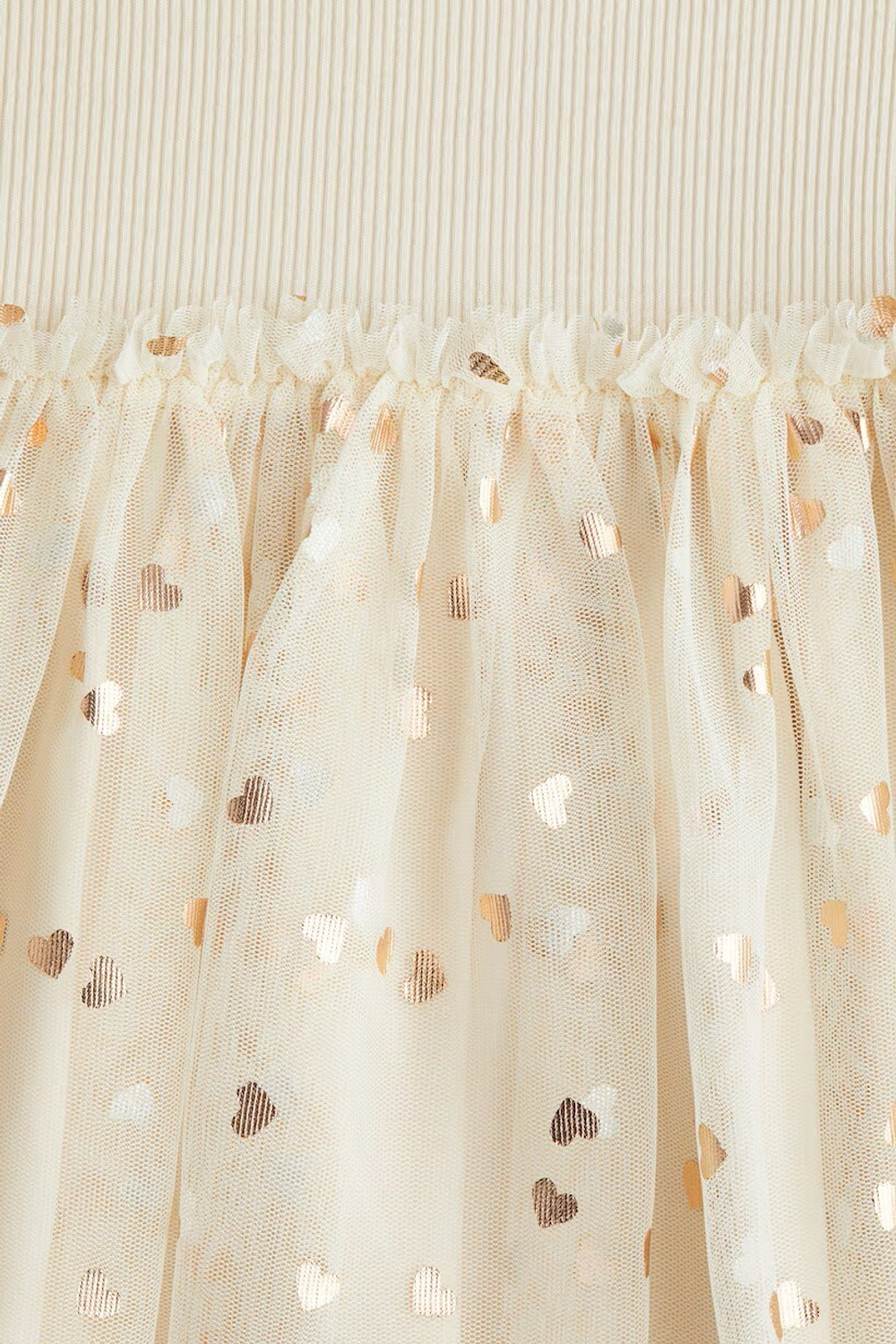 H&M Платье с полупрозрачно юбкой, кремовый