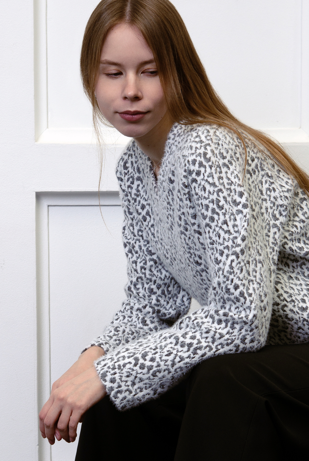 Джемпер женский 4711з, бело-серый #521БС034711з