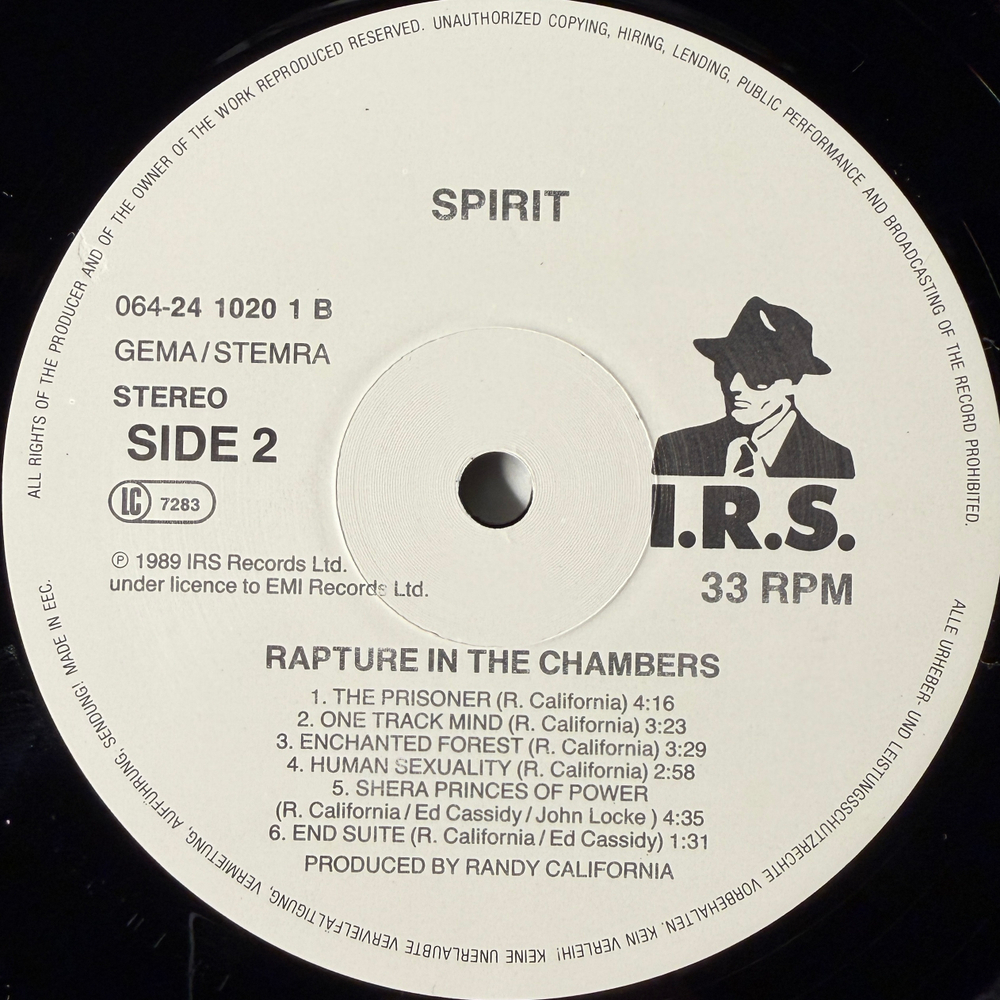 Spirit ‎– Rapture In The Chambers (Европа 1989г.) Т