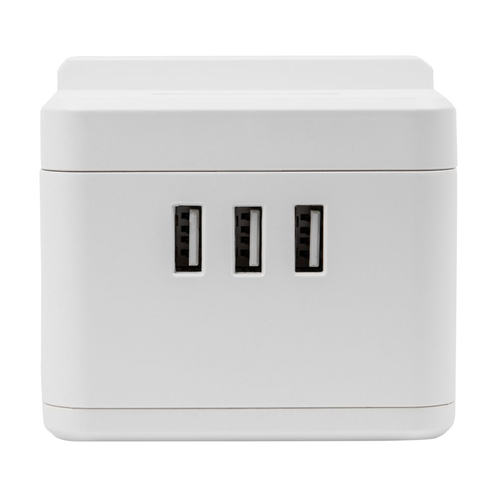 S-GCD2-1.5SBUH WHITE Удлинитель серии Standard. с-з. шнур 1.5м. 2 гнезда. 3 USB. 16А. держатель для телефона. Белый. ТМ Uniel