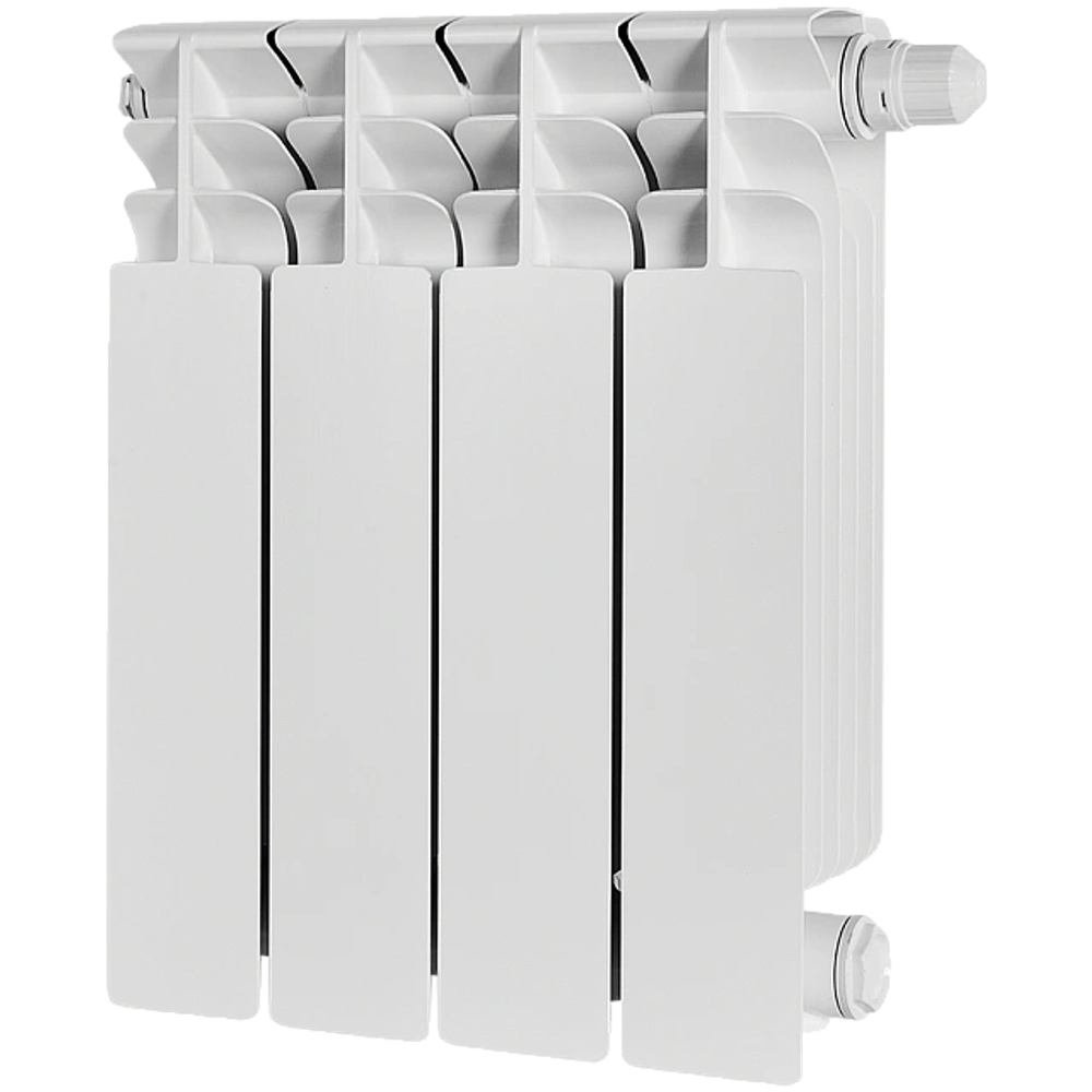 Радиатор биметаллический STOUT TITAN VENTIL 350 - 4 секции (подключение нижнее правое, цвет белый)