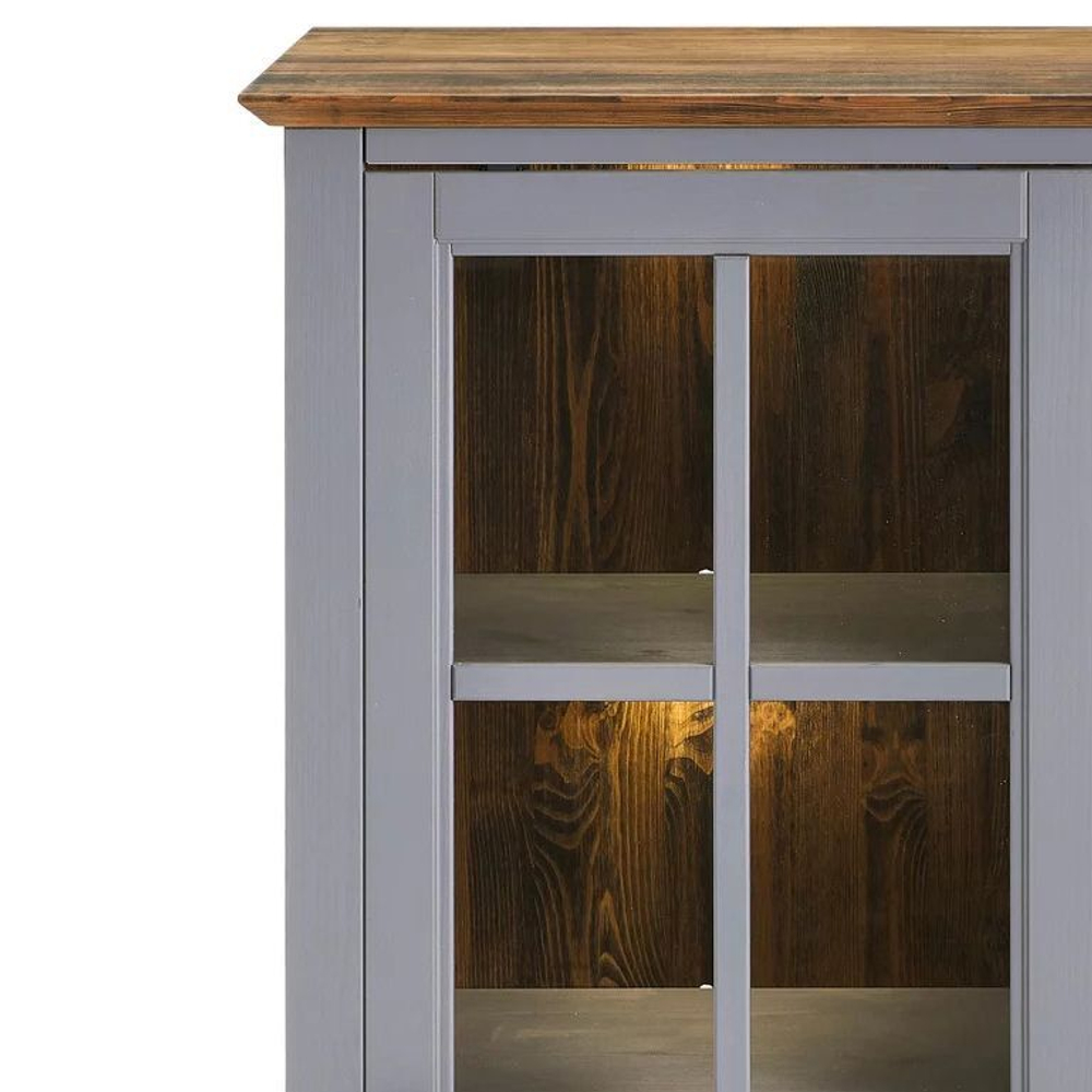 Буфет деревянный с 4 дверями Лэйквью 155х41х202 см с подсветкой, из натуральной сосны