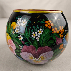 Вазочка с ручной росписью Палех "Анютины глазки"