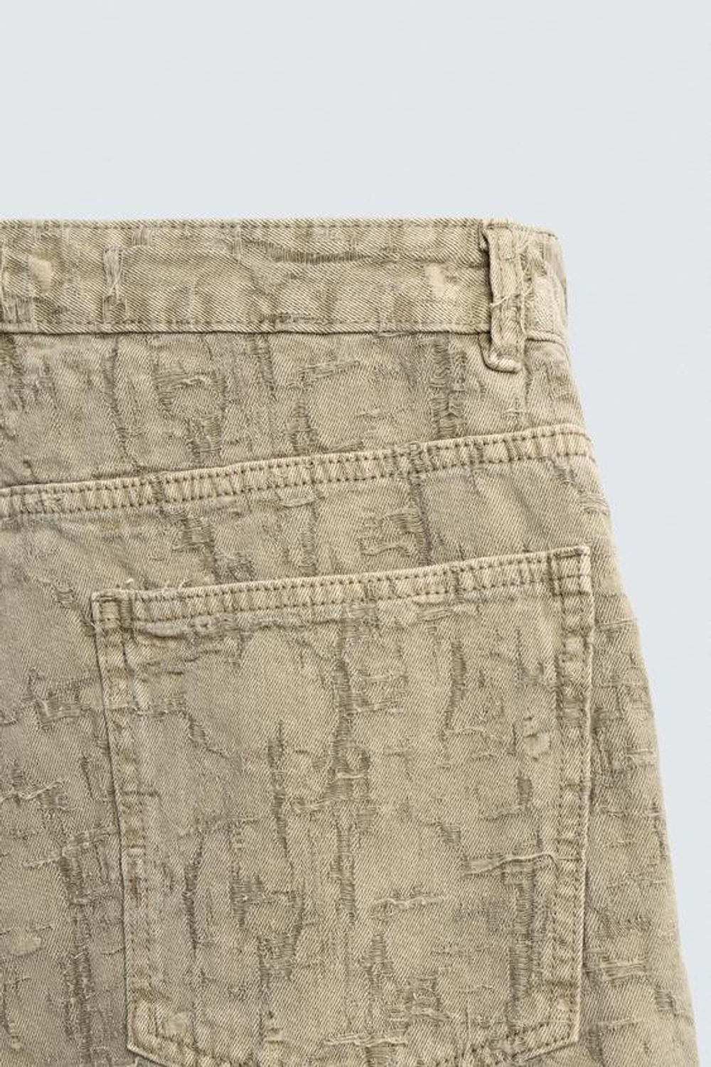 ZARA БРЮКИ STRAIGHT FIT ЖАККАРД, ХАКИ