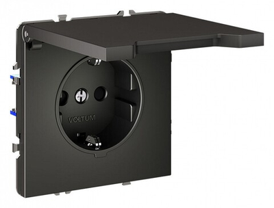 Розетка с заземлением и со шторкой, без рамки с крышкой Voltum S70 VLS040306