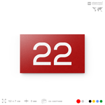 Табличка с номером 22 на дверь квартиры, для офиса, кабинета, аудитории, склада, красная 120х70 мм, Айдентика Технолоджи