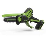 Цепная мини пила аккумуляторная Greenworks GD24CSMNX Арт. 2008707UB, 24V, 15см, бесщеточная, в комплекте АКБ 4 А·ч и ЗУ в сумке