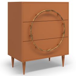 Комод Арт Колор matte Классик Голд с 3 ящиками Томленый оранжевый матовый
