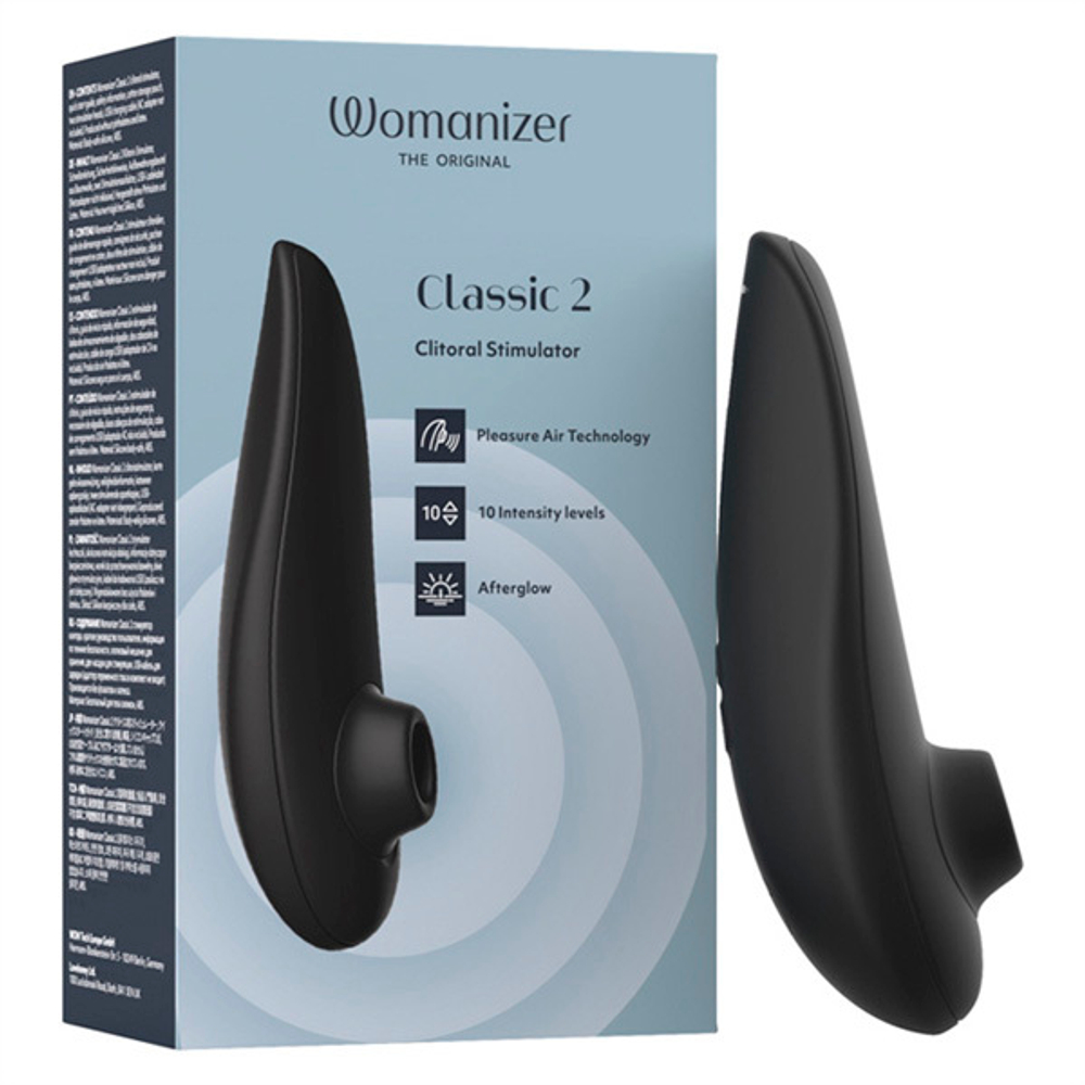 Черный вакуум-волновой стимулятор для клитора Womanizer Classic 2 Black WZ222SG9