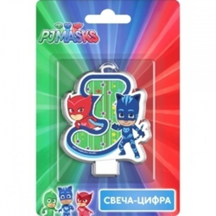 Свеча Цифра 3, Герои в масках, 8см