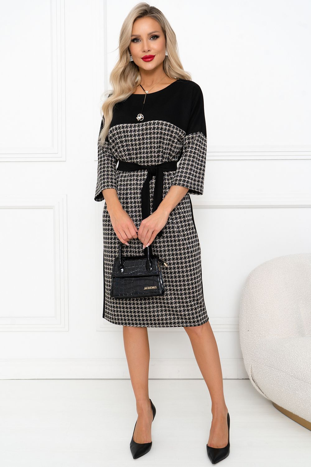 Платье Клариса (бежевый/черный) Р11-1140/6 Nikol (Акция)