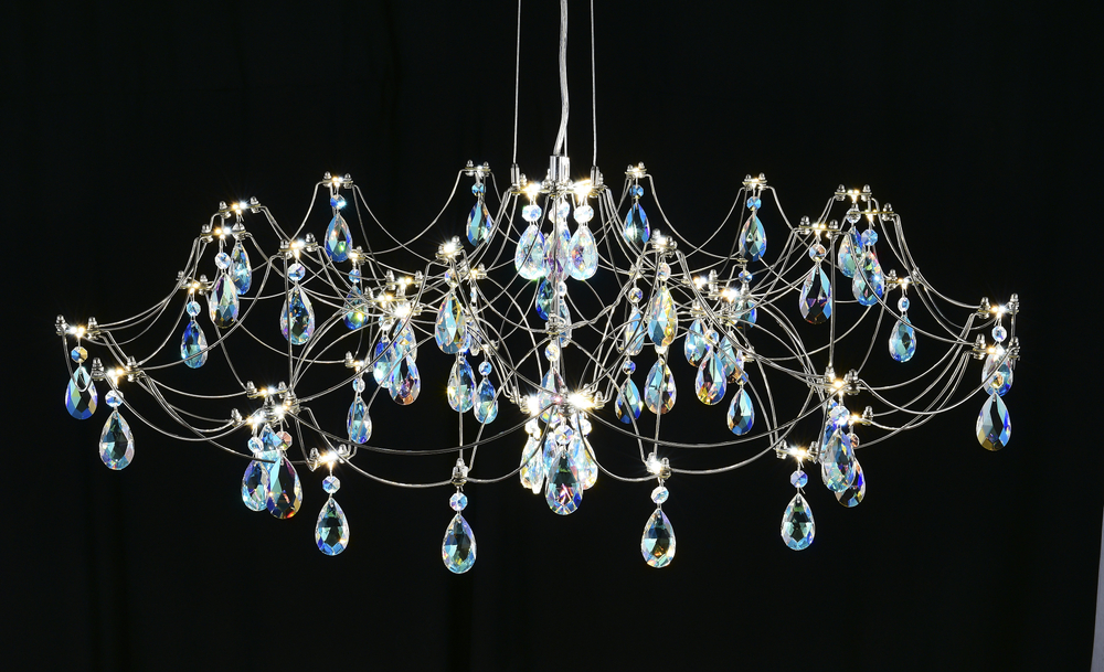 Подвесная люстра светодиодная с пультом и хрустальными подвесками K9 MyFar Ersilia MR2660-60P-50СD