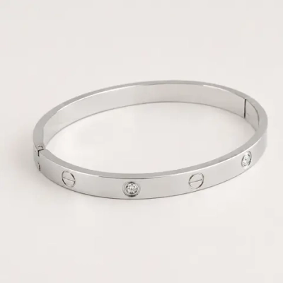 Жесткий браслет «Love Crystal» Silver